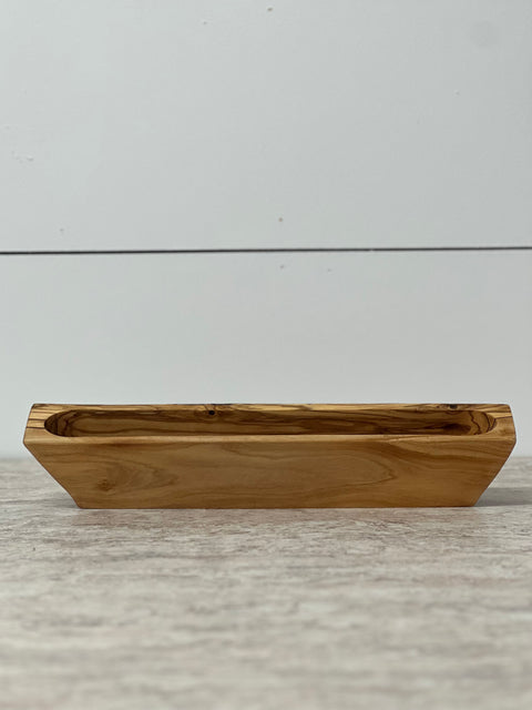 Naturally Med Olive Wood Long Olive Serving Bowl, 33cm