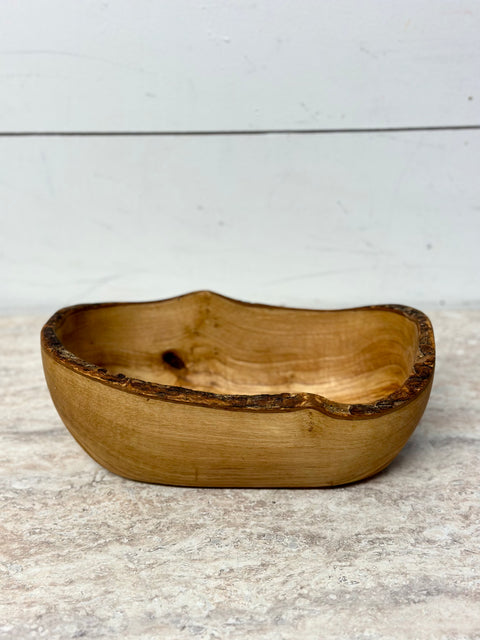 Naturally Med Olive Wood Rustic Serving Bowl 27cm