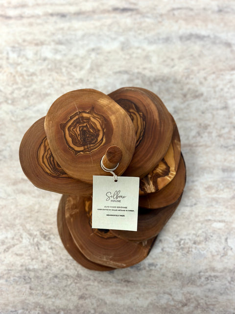 Naturally Med Olive Wood Rustic Coaster Set