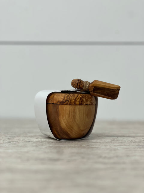 Naturally Med Olive Wood Salt Pot & Scoop Set